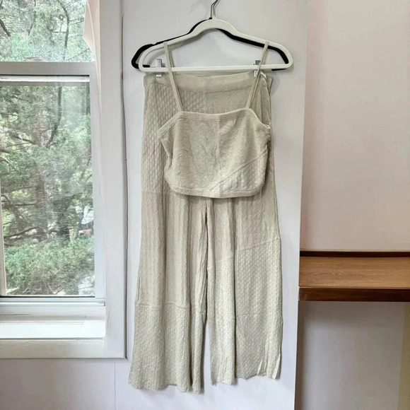 New Free People Anita Set Two Piece Sweater Set Knit Wide Leg Pants Crop Top - Picture 5 of 17